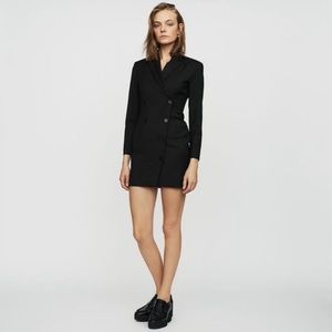 Maje Blazer Coat Relene Assyemtric in Black